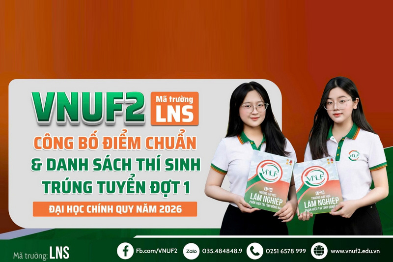 VNUF2 công bố điểm trúng tuyển Đại học Chính quy năm 2026